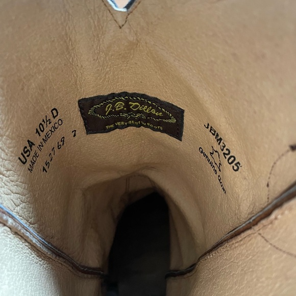 JB Dillon Brown Goat Leather Distressed Cowboy Boots 10.5 JMB3205 Festival Rodeo - Picture 7 of 8